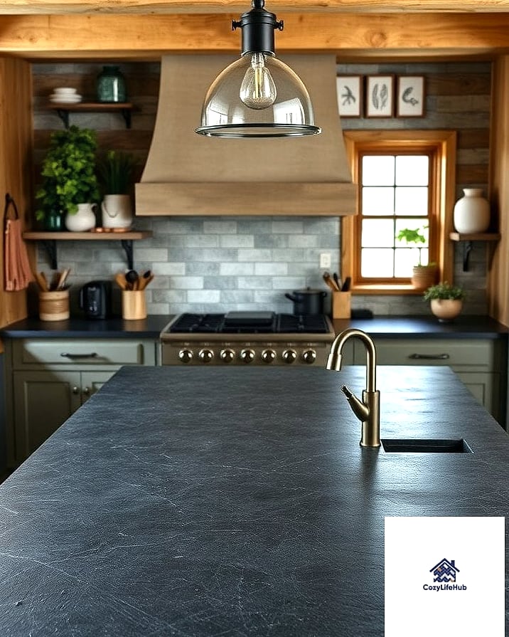 17 Black Countertop Ideas That Look Expensive But Aren't 5 Soapstone with a Natural Patina