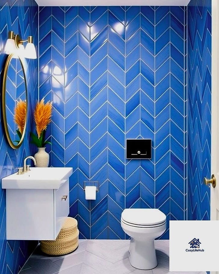 15 Chevron Tile Ideas That Designers Keep Coming Back To 4 Soft Blue Chevron Bathroom Floor