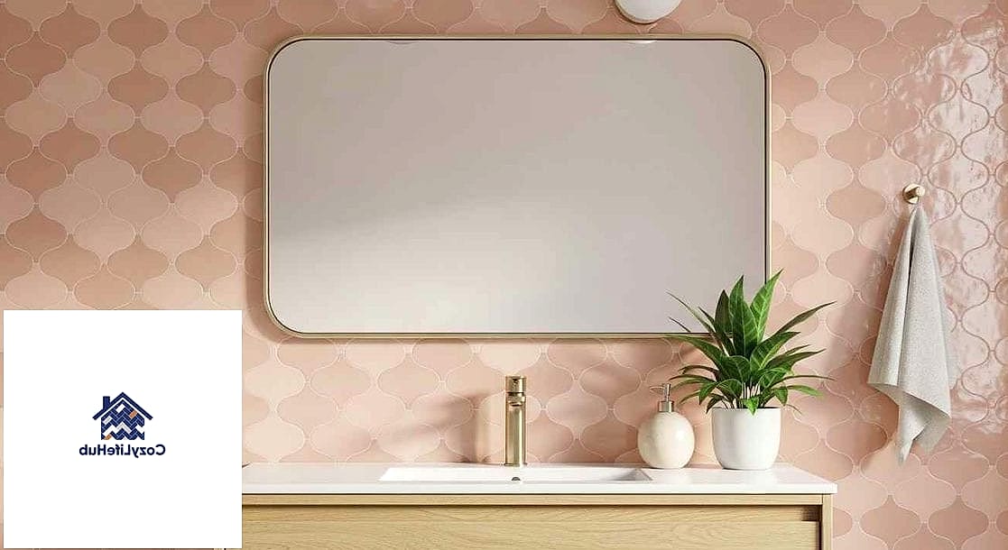 Soft Blush Arabesque in a Powder Room