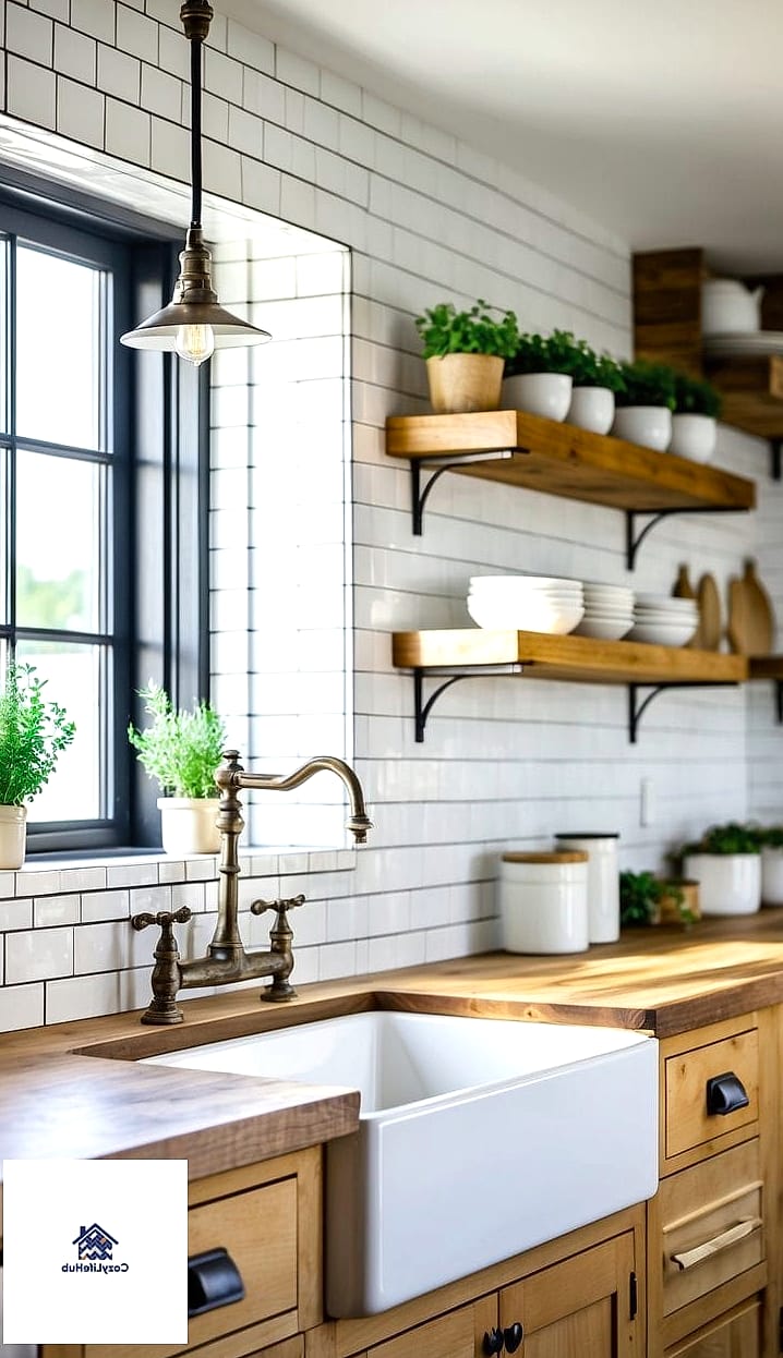 16 Farmhouse Backsplash Ideas That Look Expensive But Aren't 9 Stacked Subway Tile for a Cleaner Look