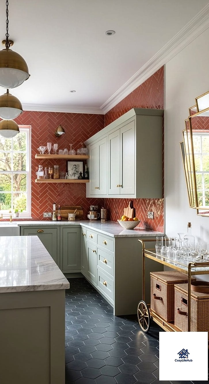 Terracotta Herringbone for Warm Kitchens