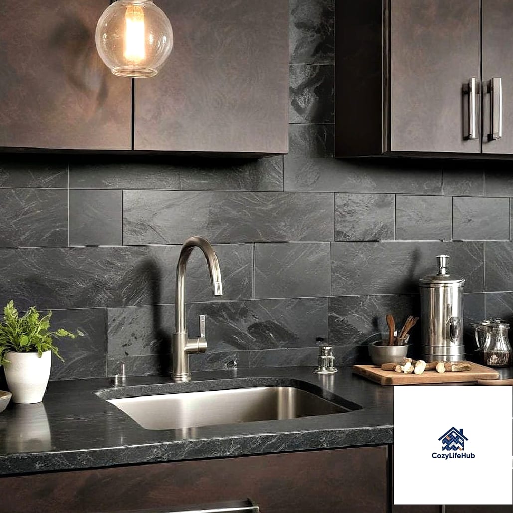20 Backsplash for Dark Countertops Ideas for Every Home Style and Budget 9 Textured Ceramic in Earthy Tones