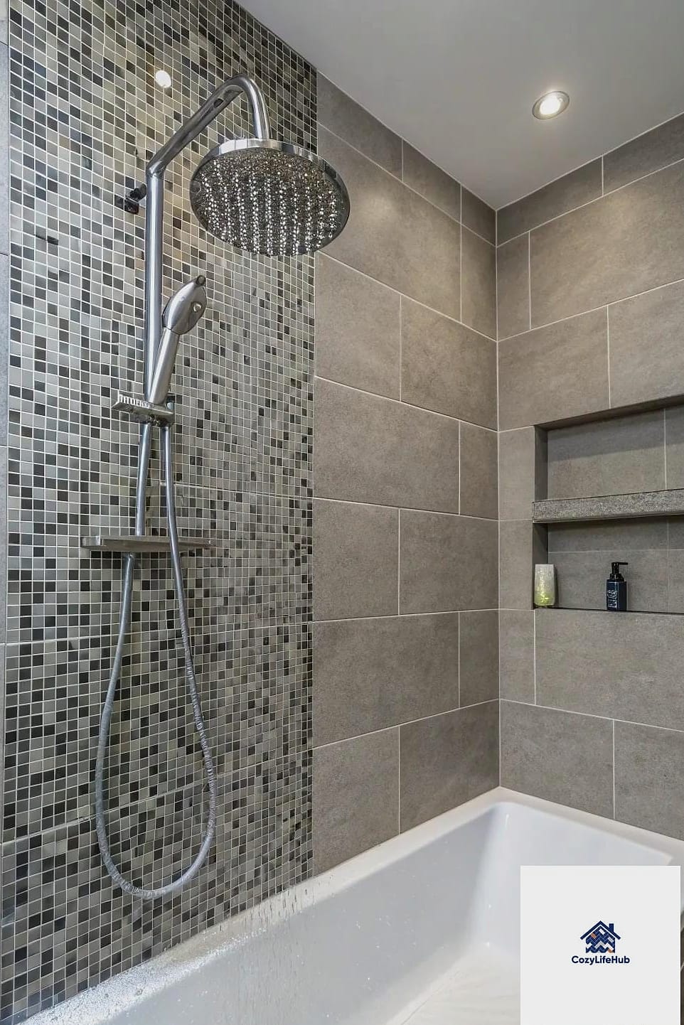10 Gray Mosaic Tile Ideas That Work in Any Size Home 6 Textured Gray Mosaic for Shower Walls