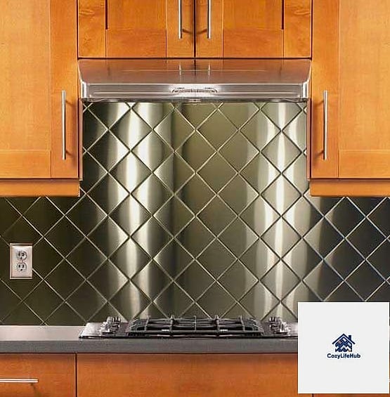 20 Metal Sheet Backsplash Ideas That Will Transform Your Space 9 Textured Stainless Steel with a Linen Pattern