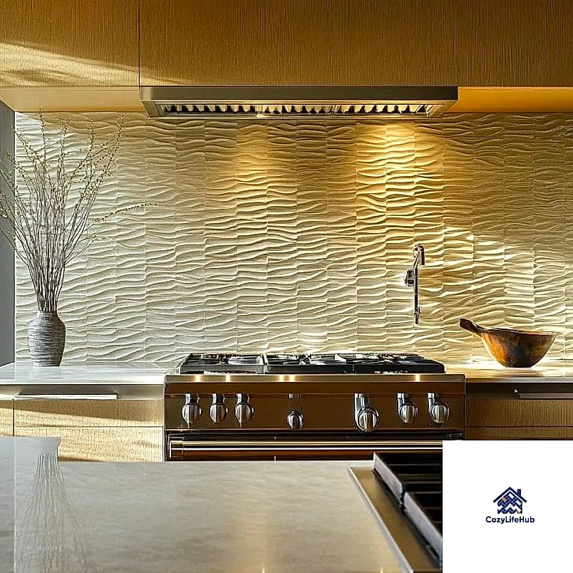 Textured 3D Tile Backsplash