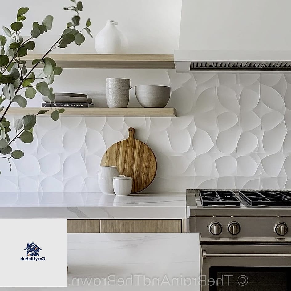 23 Backsplash for All White Kitchen Ideas for Every Home Style and Budget 12 Textured White Ceramic Tile