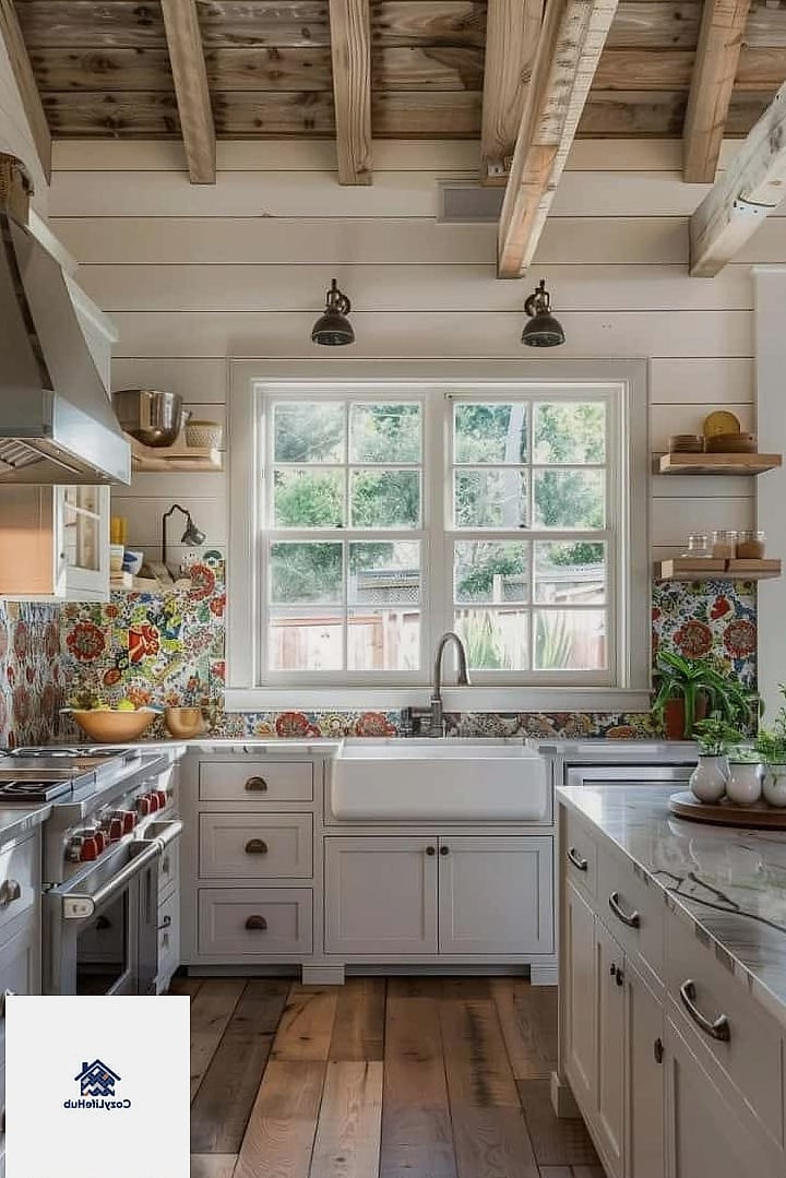 16 Farmhouse Backsplash Ideas That Look Expensive But Aren't 16 Two-Tone Tile with a Contrast Border