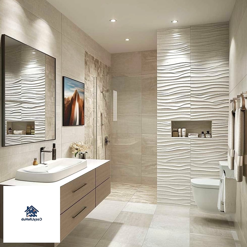 16 Modern Bathroom Ideas to Inspire Your Next Renovation 11 Two-Tone Tile Walls