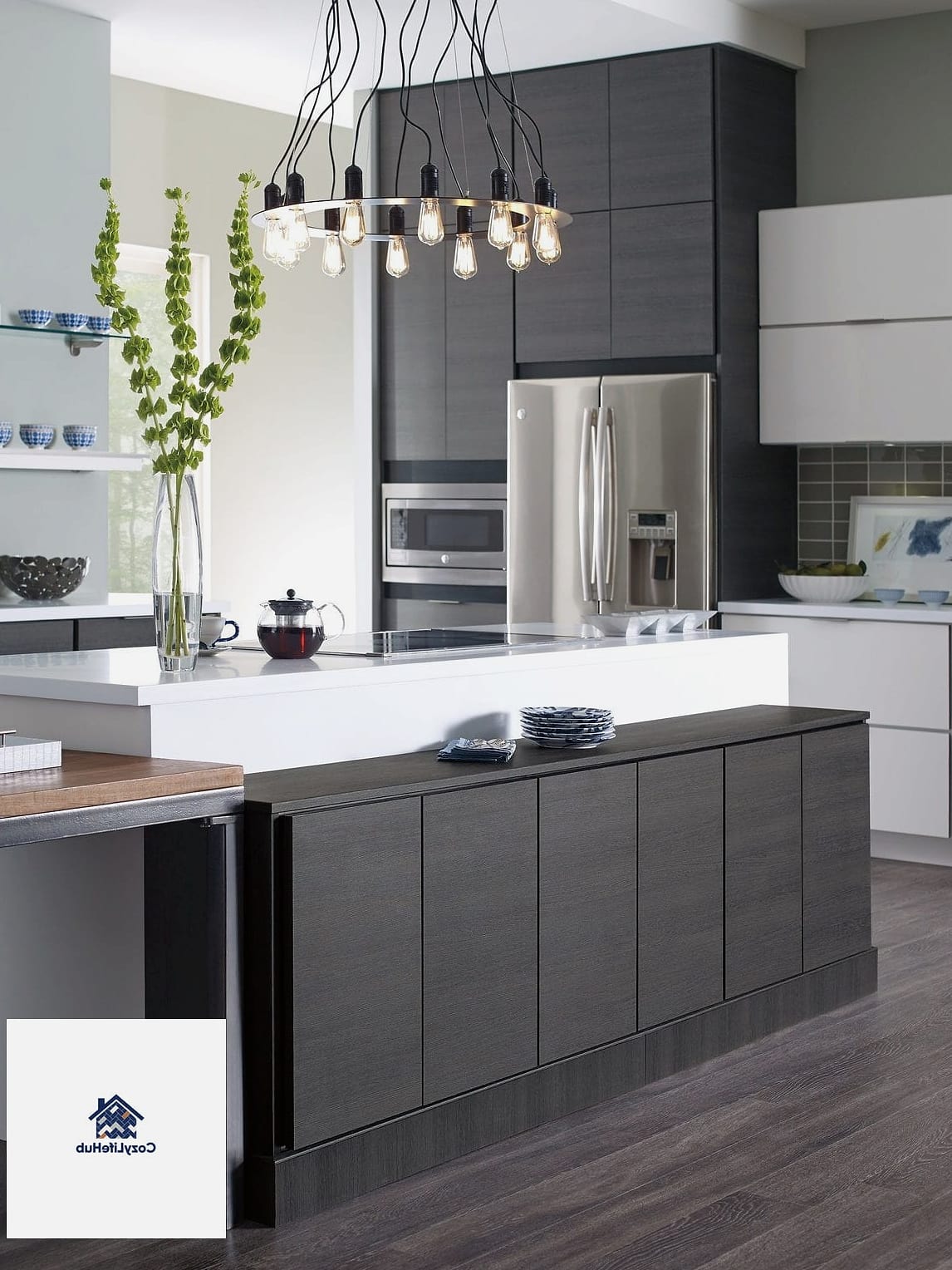 Two-Tone Gray Cabinets, Light and Dark