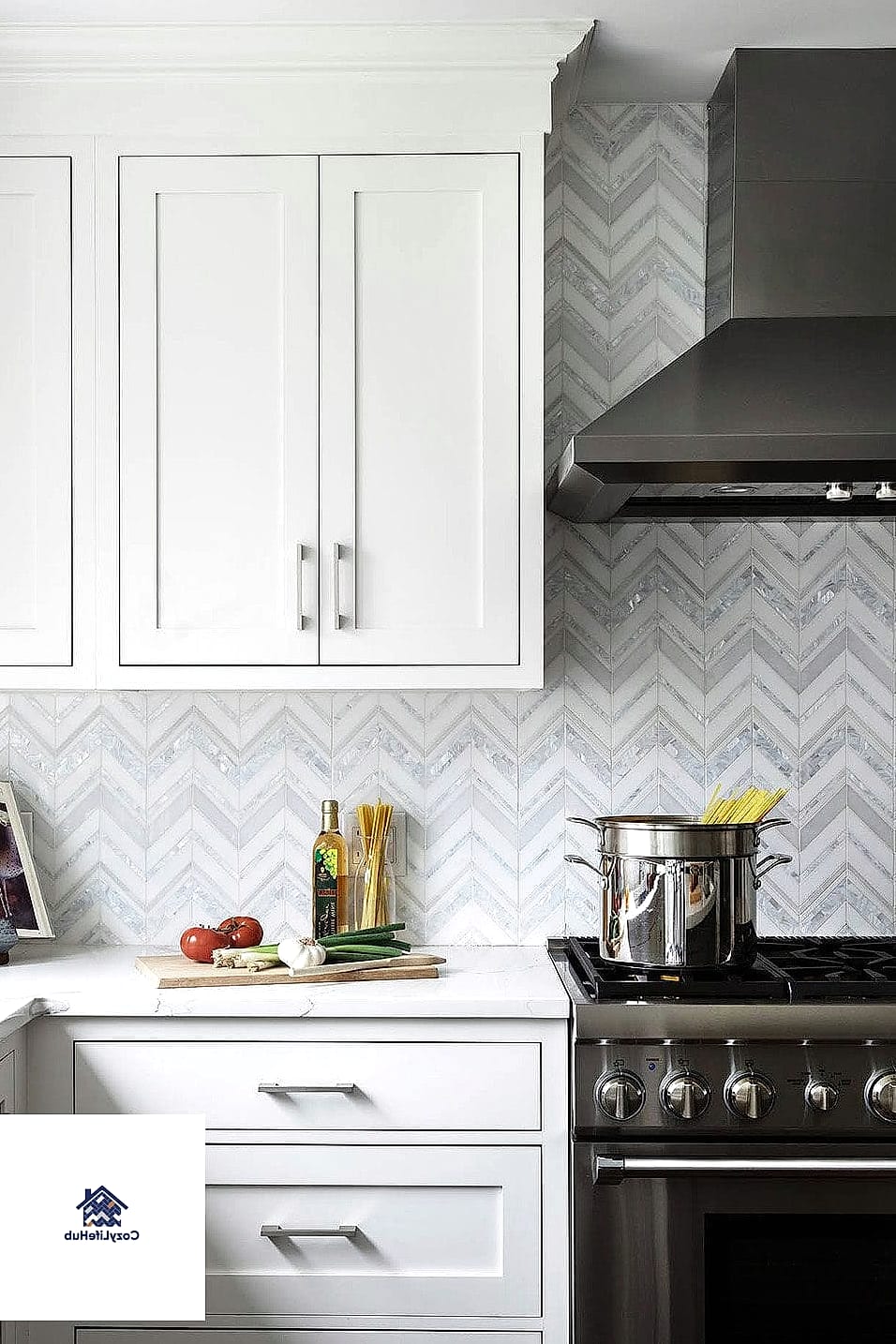 19 Chevron Backsplash Ideas Trending on Pinterest This Year 10 Two-Tone Gray Chevron