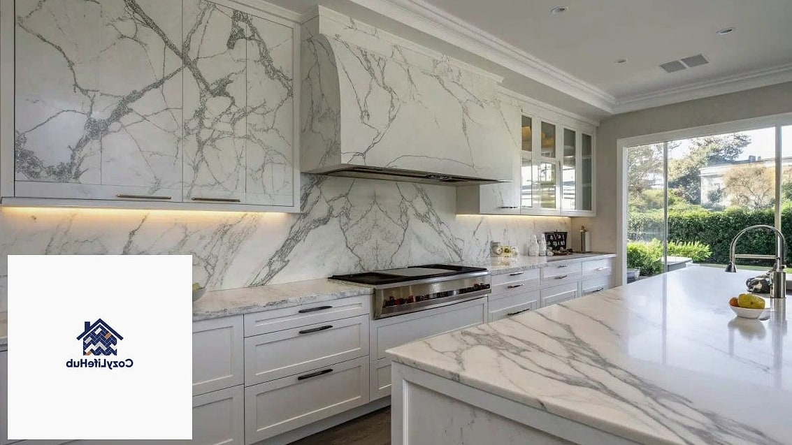 Two-Tone Marble Backsplash