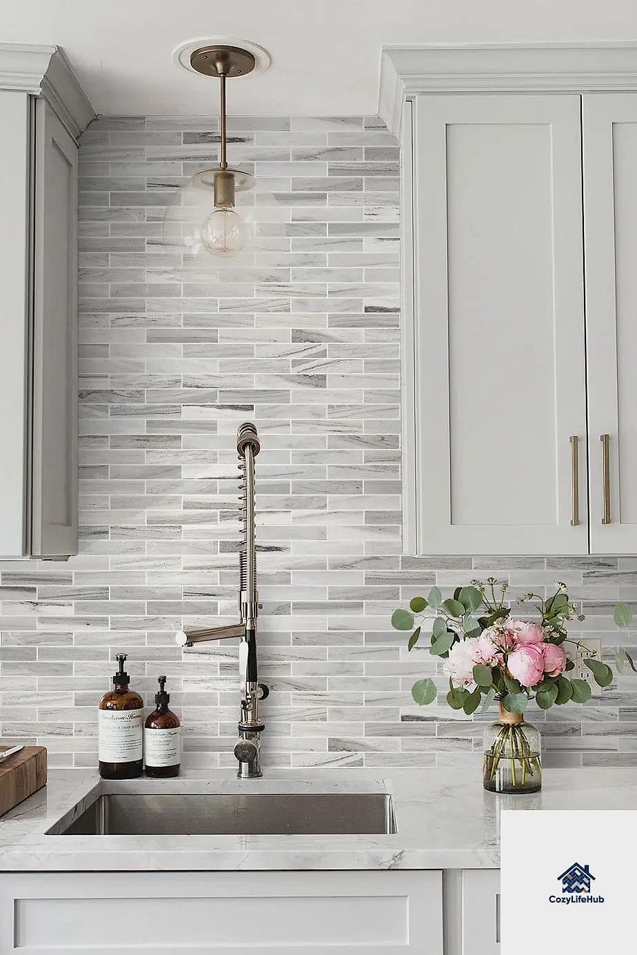 Vertical Marble Tile Installation