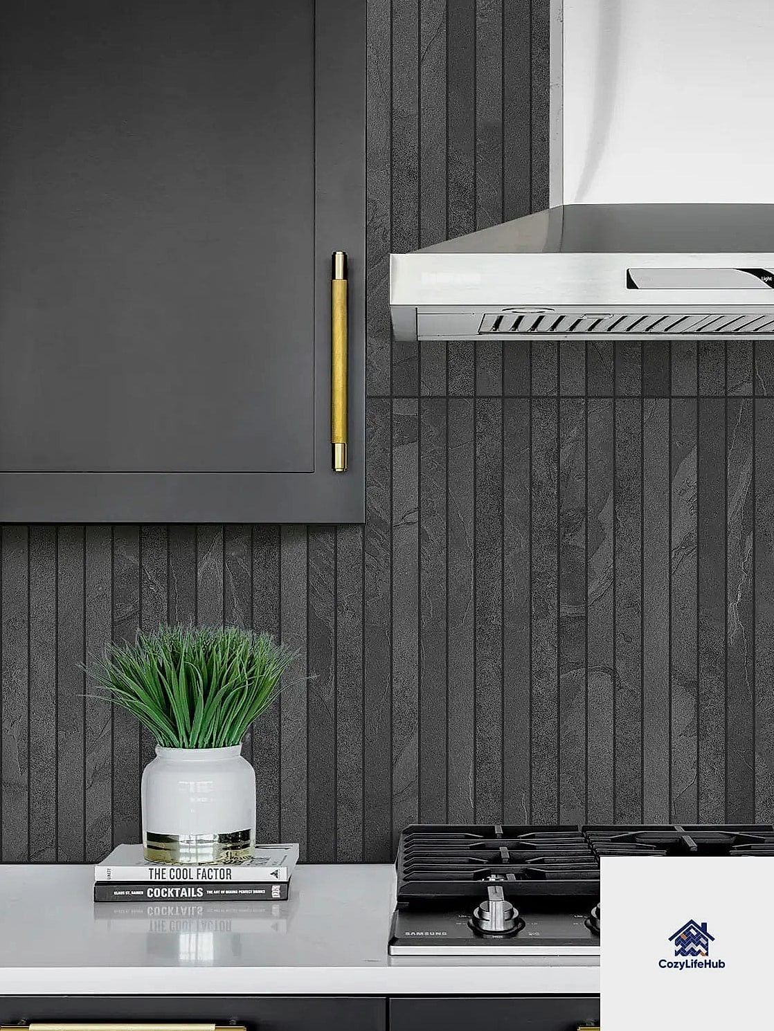 19 Black Backsplash Ideas That Will Transform Your Space 10 Vertical Stacked Black Tile