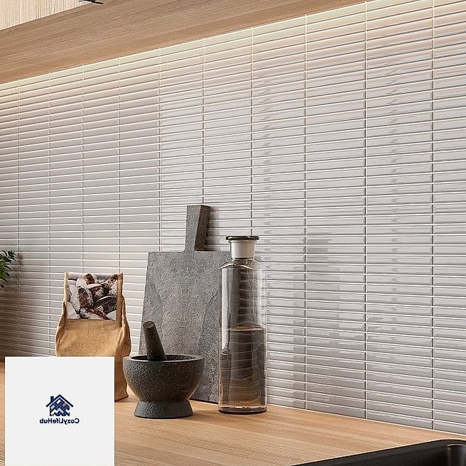 11 White Glass Mosaic Tile Ideas Worth Bookmarking Before You Renovate 8 Vertical Stacked Glass Mosaic