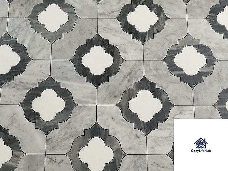 18 Waterjet White Gray Mosaic Tile Ideas You'll Want to Save Right Now 10 Vertical Stacked Mosaic Strips