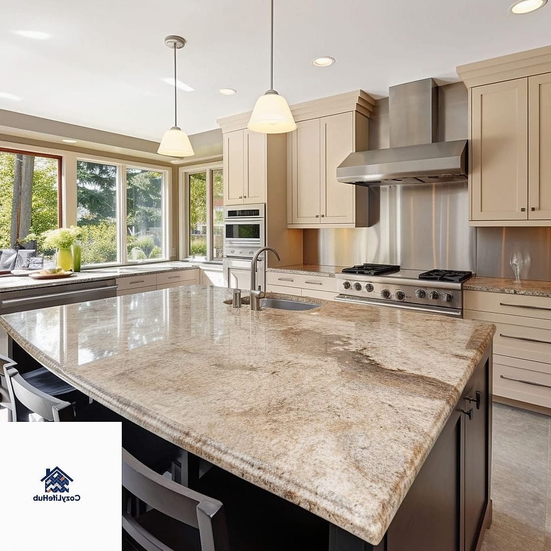Warm Beige and Gold-Toned Granite