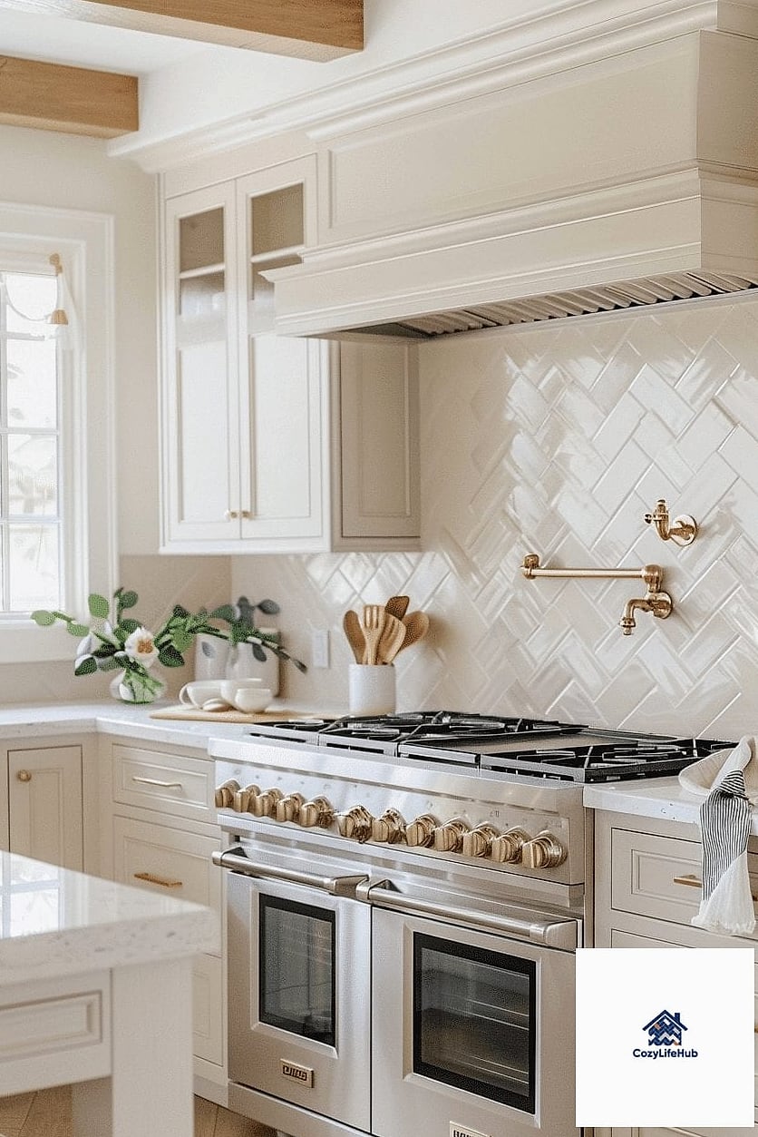 21 Marble Herringbone Backsplash Ideas That Look Expensive But Aren't 16 Warm Beige Marble Herringbone