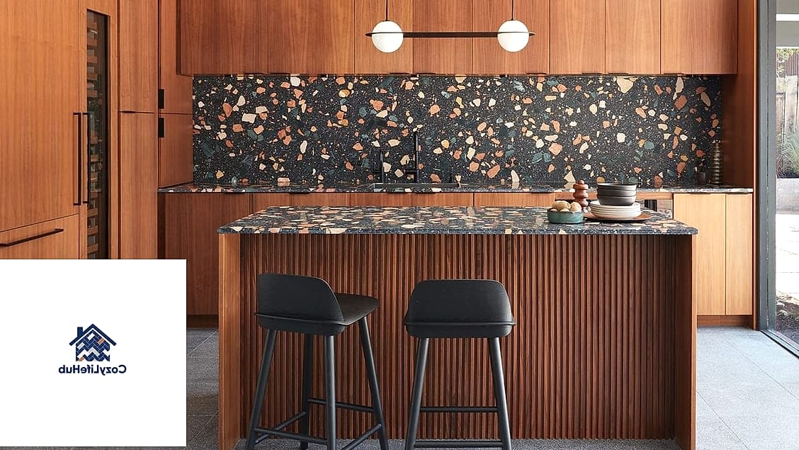 19 Terrazzo Backsplash Ideas That Look Expensive But Aren't 3 Warm Terrazzo with Rust and Ochre Flecks
