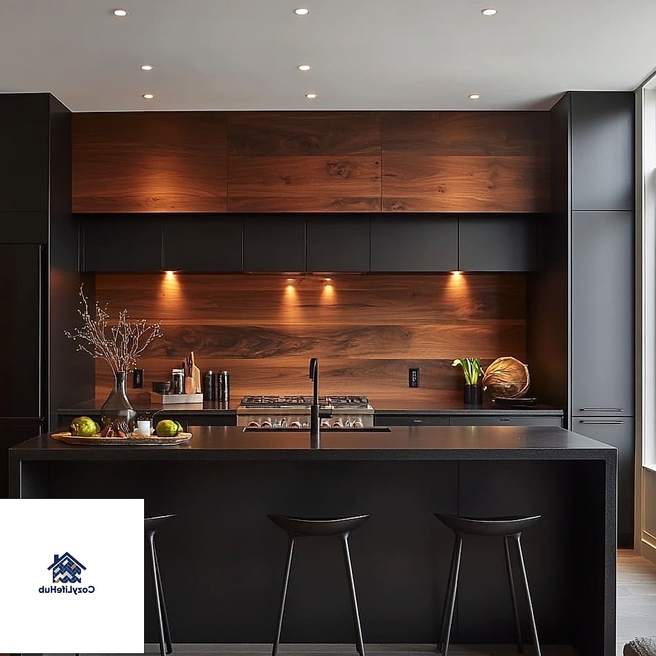 20 Backsplash for Dark Countertops Ideas for Every Home Style and Budget 3 Warm Wood Accent Panels
