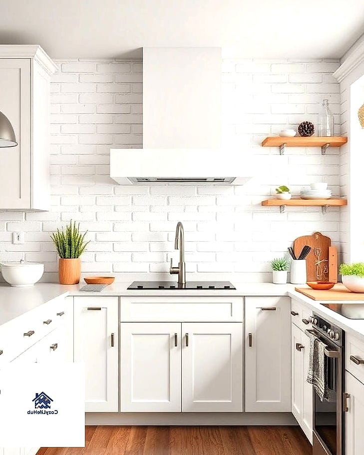 18 White Brick Backsplash Ideas You Haven't Seen Before 11 White Brick with Under-Cabinet Lighting