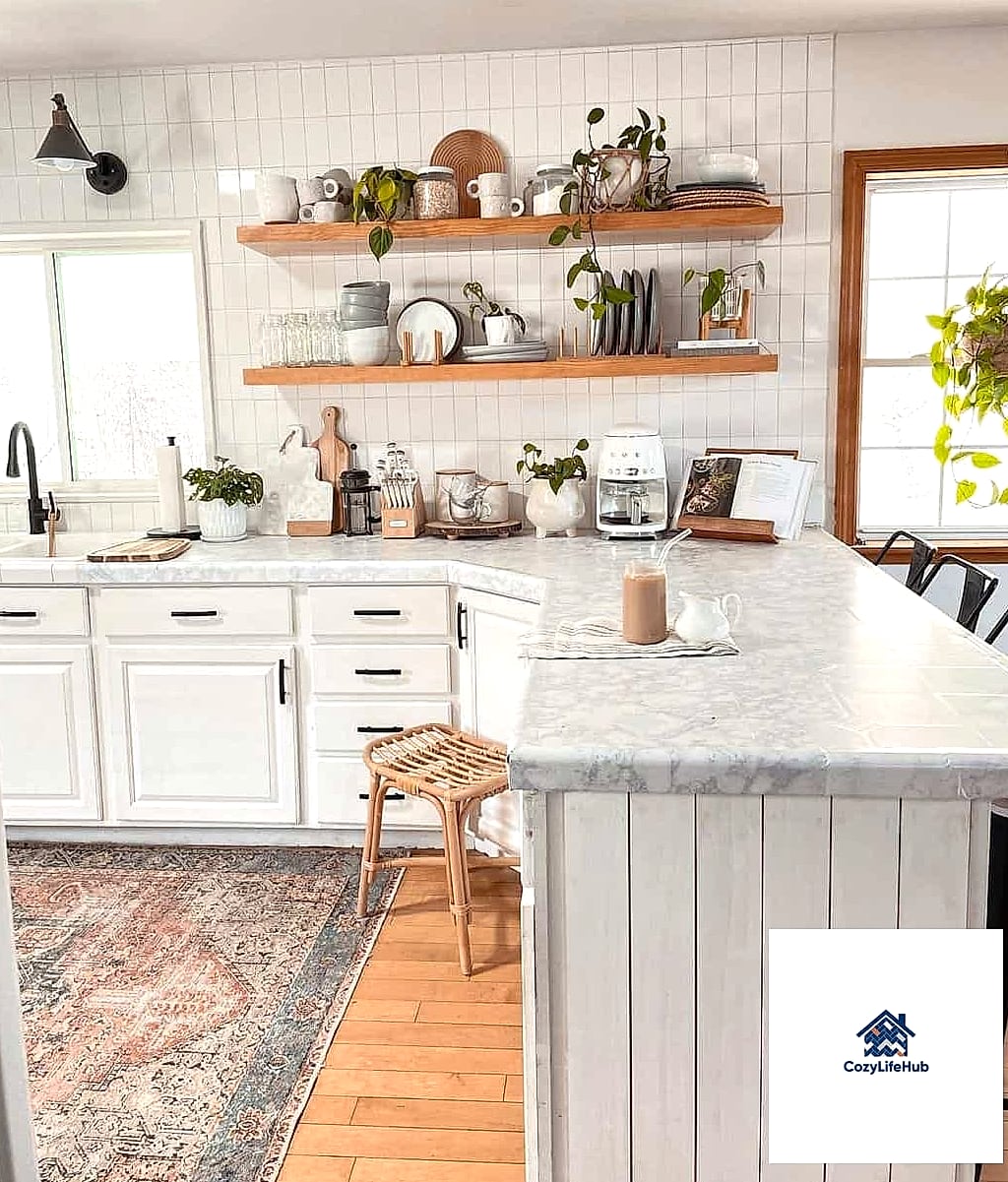 White Cabinets with Open Shelving Mixed In