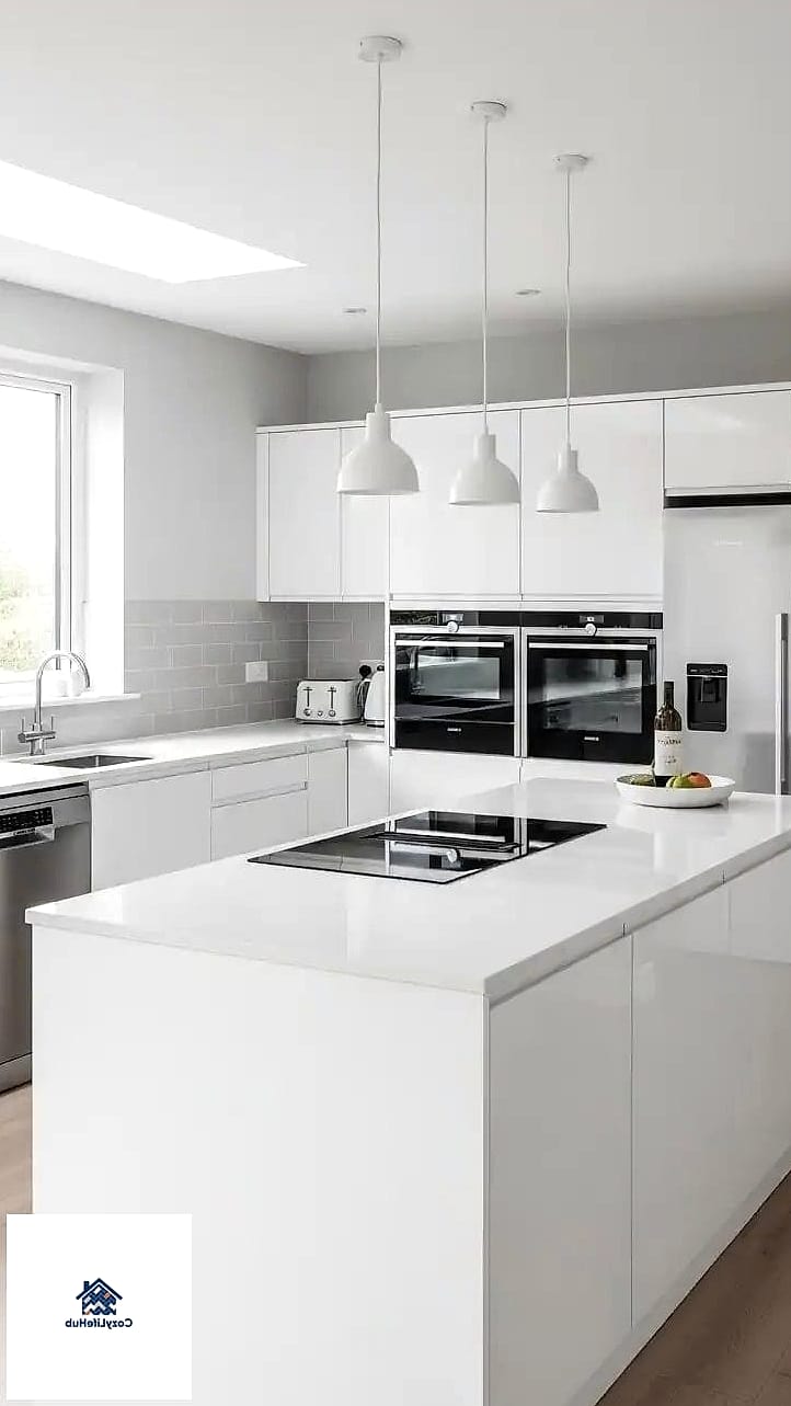 White Cabinets with Integrated Appliance Panels