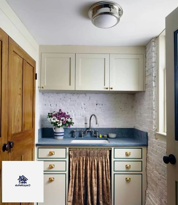 White Cabinets with a Skirted Sink Base