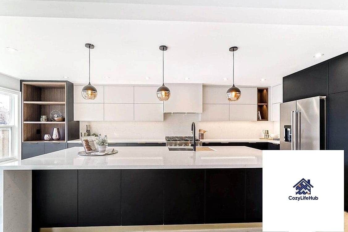 White Cabinets with Matte Black Faucet and Fixtures