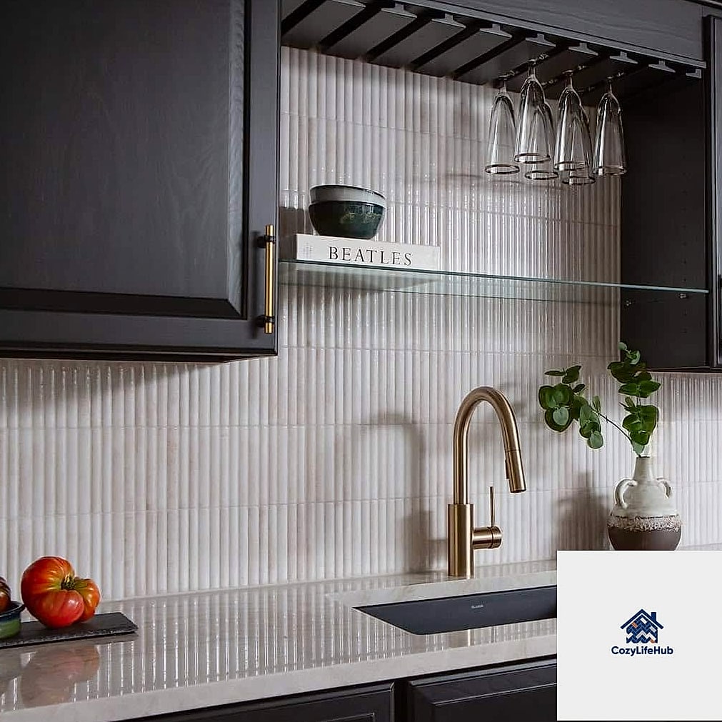 21 Backsplash for Black and White Kitchens Ideas That Will Transform Your Space 12 White Fluted Tile for Texture