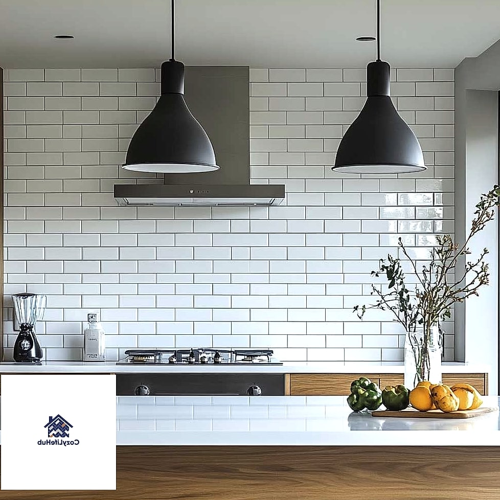 White Glossy Subway Tile for Small Kitchens