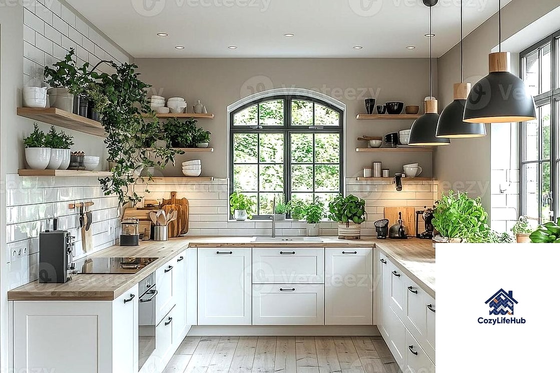 White Kitchen with Greenery