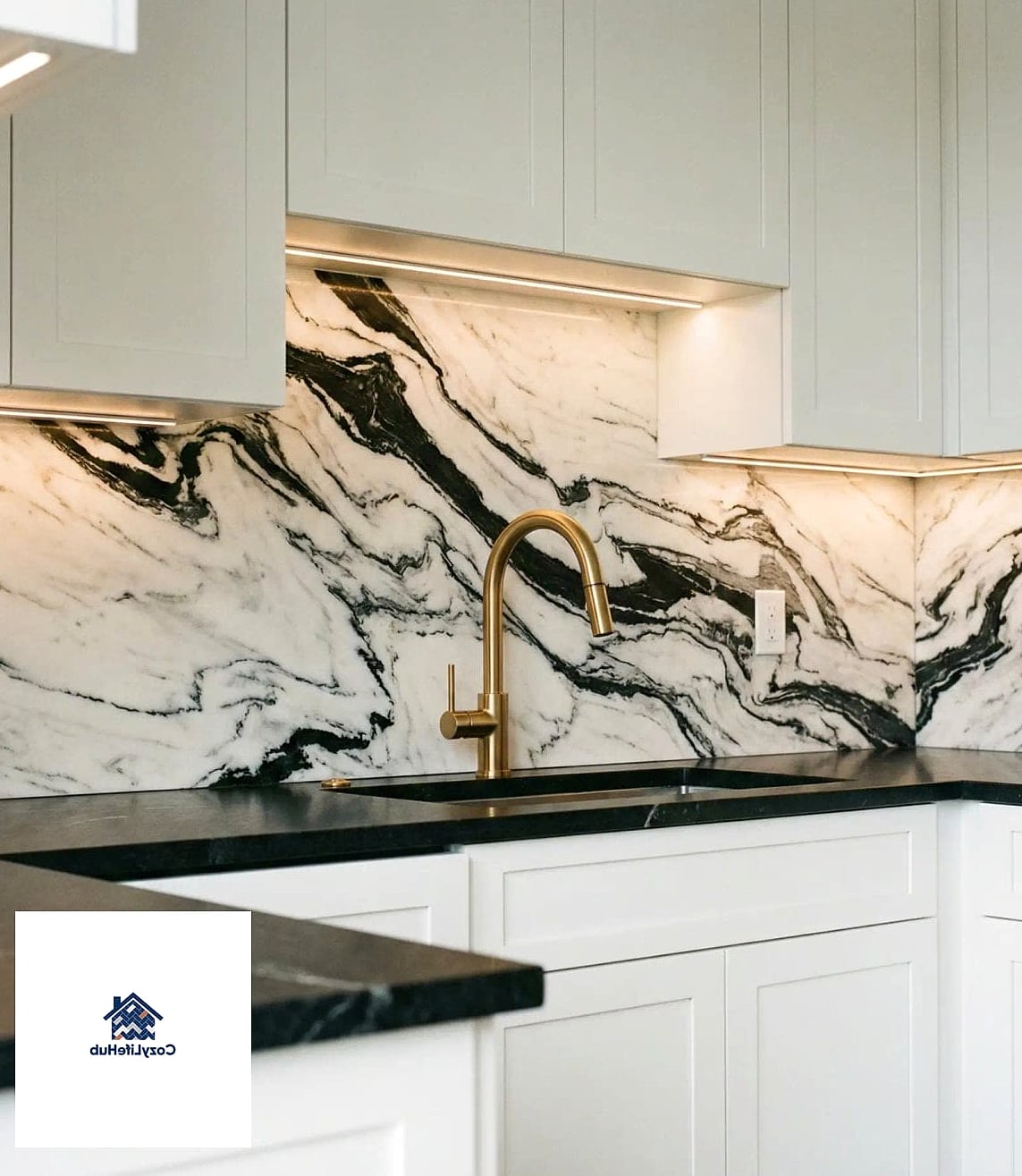 White Marble with Black Veining