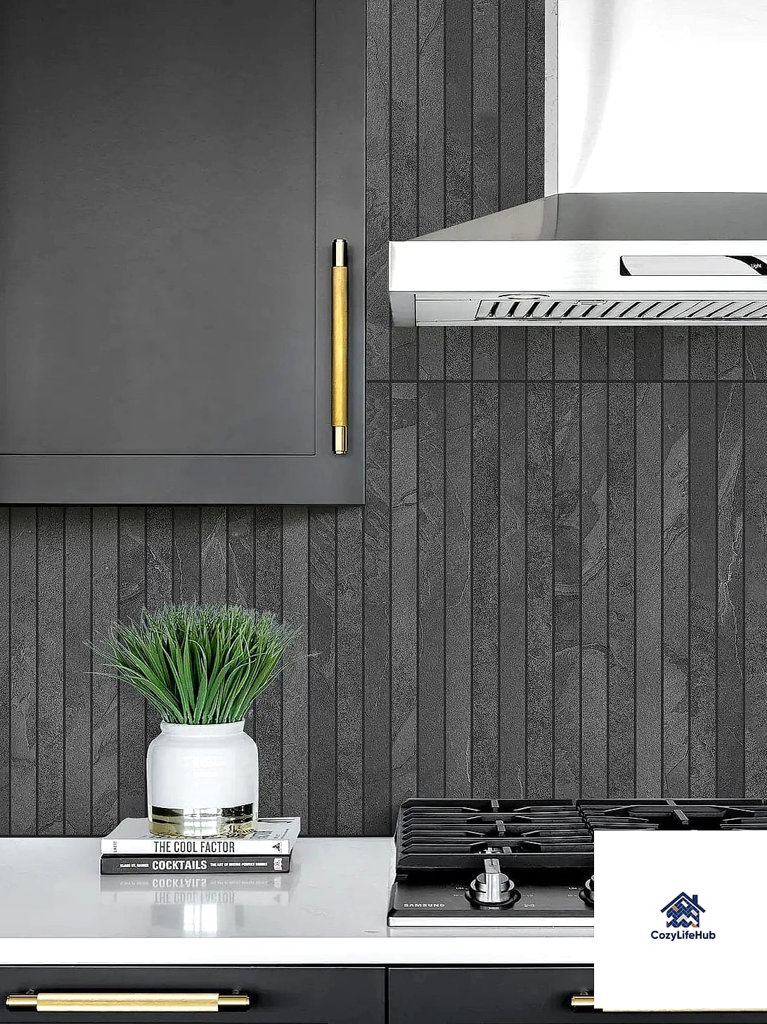 White Tile with a Black Pencil Trim