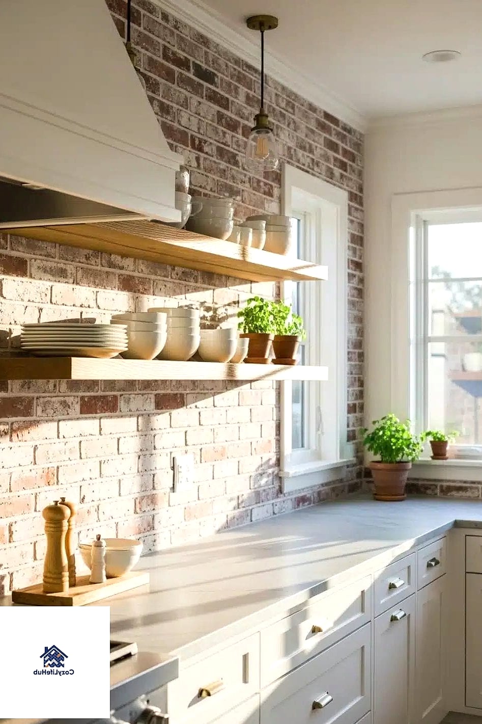 18 White Brick Backsplash Ideas You Haven't Seen Before 12 Whitewashed Brick in a Butler's Pantry