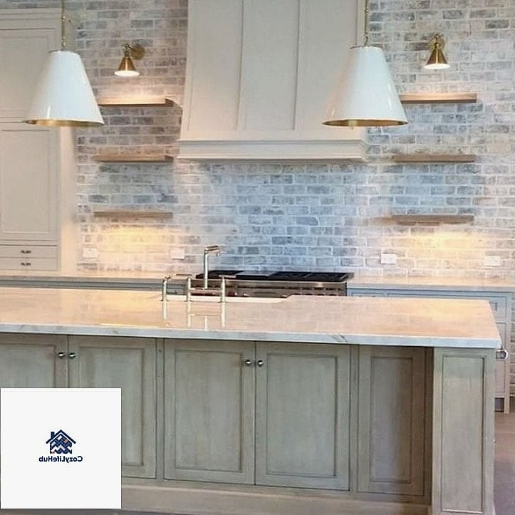 18 White Brick Backsplash Ideas You Haven't Seen Before 18 Whitewashed Brick in a Small Galley Kitchen