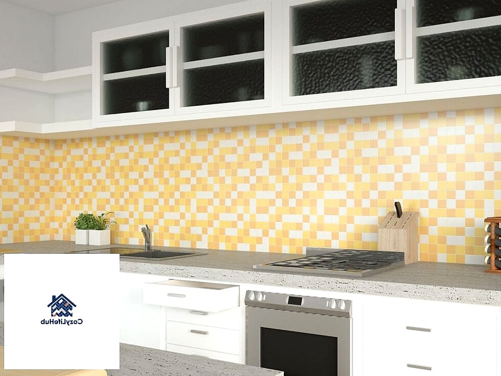Yellow Accent Tile Backsplash