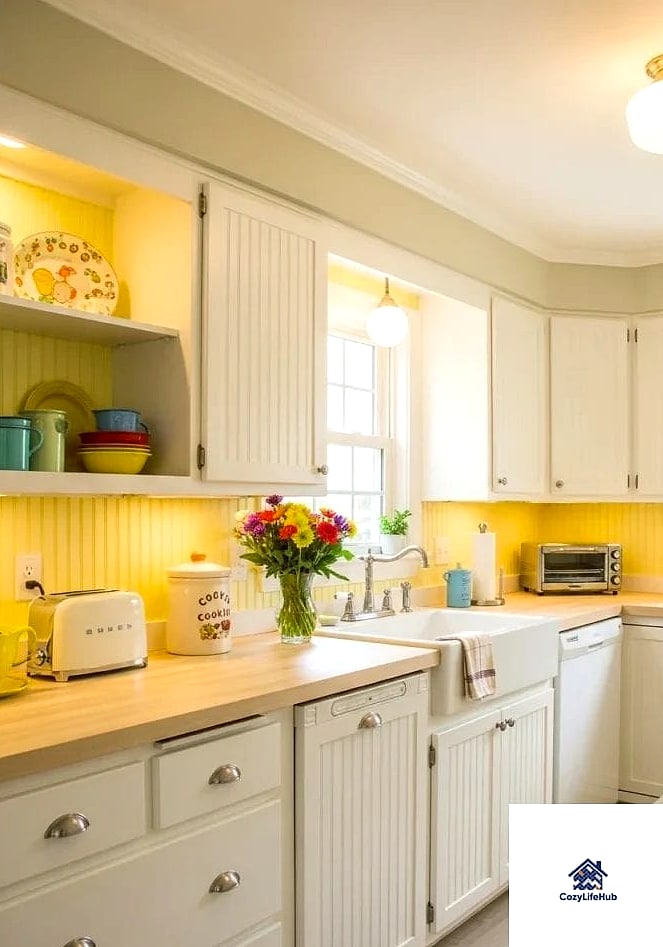 Yellow Beadboard Backsplash