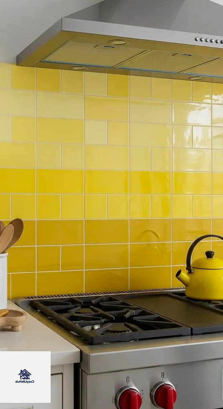 Yellow Tile with Dark Grout for Contrast